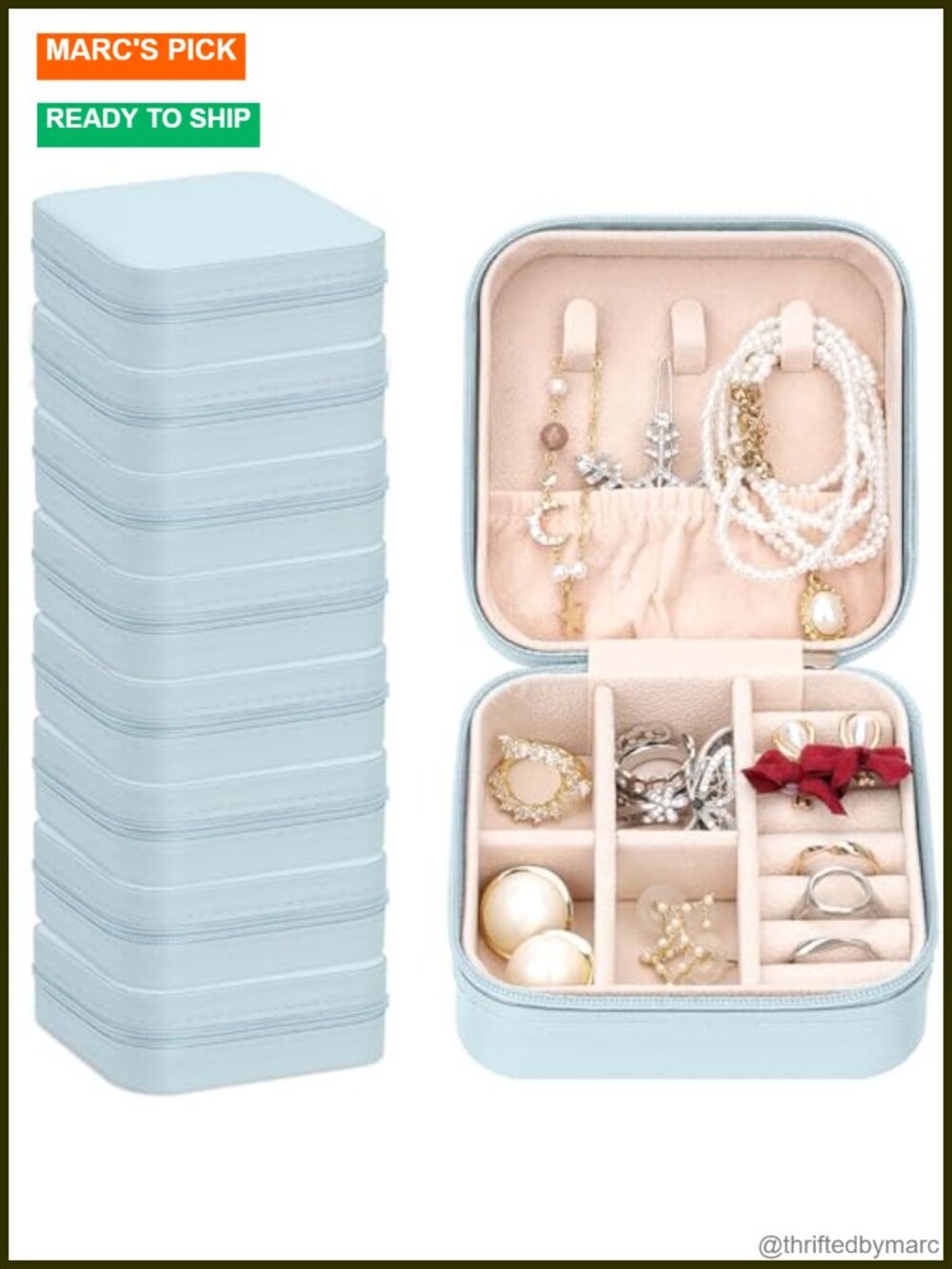 8 Pc Velvet Jewelry Travel Case Organizer Bridesmaid Gift Set